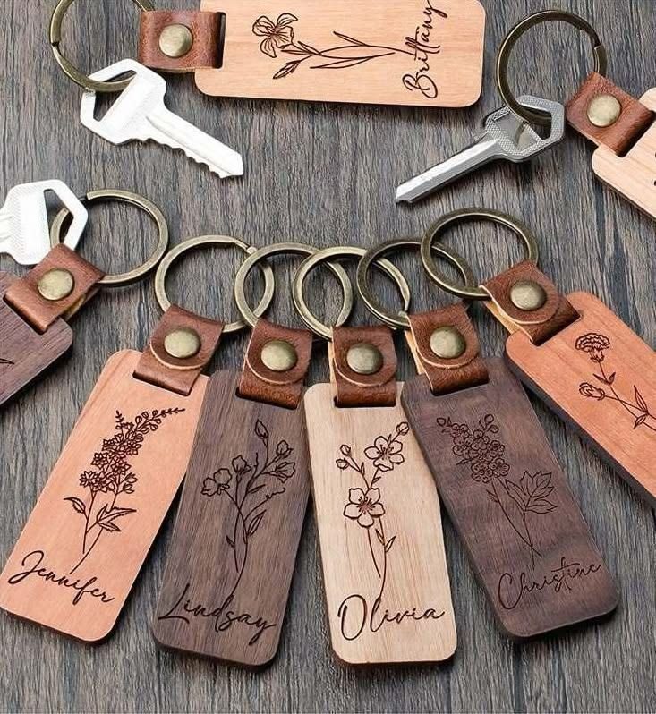 Gravírované drevené kľúčenky s menami